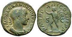 Roman Imperial Severus Alexander. Sestertius. 223 AD. Rome. (Ric-IV 535). (Bmcre-937). Anv.: IMP ALEXANDER PIVS AVG, laureate, draped and cuirassed bust to right. Rev.: IMP ALEXANDER PIVS AVG, laureat