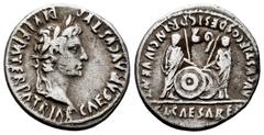 Roman Imperatorial Augustus. Denarius. 7-6 BC. Lugdunum. (Ffc-22). (Ric-207). (Cal-852). Anv.: CAESAR AVGVSTVS DIVI. F. PATER. PATRIE, his laureate head right. Rev.: C.L. CAESARES AVGVSTI. F. COS. DES