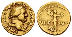 Roman Imperial Vespasian. Aureus. 72-73 AD. Rome. (Ric-361). (Cal-699). (Bmc-72). Anv.: IMP CAES VESP AVG P M COS IIII Laureate head right. Rev.: VIC - AVG Victory standing right on globe, holding wre