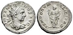 Roman Imperial Elagabalus. Antoninianus. 218-222 AD. Rome. (Ric-149). (Rsc-280). Rev.: TEMPORVM FELICITAS, Felicitas standing left, holding caduceus and cornucopiae. Ag. 4,81 g. Choice VF. Est...65,00