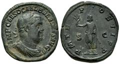 Roman Imperial Balbinus. Sestertius. 238 AD. Rome. (Ric-IV 16). (Bmcre-28). (Banti-7). Anv.: IMP CAES D CAEL BALBINVS AVG, laureate, draped and cuirassed bust right. Rev.: P M TR P COS II P P, emperor