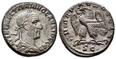 Roman Imperial Trajan Decius. Seleucis and Pieria. Tetradrachm. 249-250 AD. Antioch. (Prieur-534). (McAlee-1116g). Anv.: ΑΥΤ Κ Γ ΜЄ ΚΥ ΤΡΑΙΑΝΟϹ ΔЄΚΙΟϹ ϹЄΒ, Laureate, draped and cuirassed bust to right