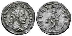 Roman Imperial Trebonianus Gallus. Antoninianus. 252-253 AD. Rome. (Ric-50). Anv.: IMP CAE C VIB TREB GALLVS AVG, radiate, draped and cuirassed bust right. Rev.: LIBERTAS PVBLICA, Libertas standing le