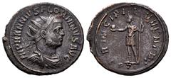 Roman Imperial Florian. Antoninianus. 276 AD. Ticinum. (Spink-11866). (Ric-81). Rev.: PRINCIPI IVVENTVT. Florian standing left holding globe and spear. Ag. 3,67 g. Choice VF. Est...100,00. SPANISH DES
