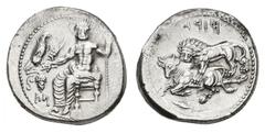 Greek Coins Cilicia. Tarsus. Estátera. 360-334 BC. Mazaios. (Sng París-335). (Sng Levante-106 var). Anv.: Baal of Tarsus enthroned and facing left, holding in the left hand a long sceptre; in the righ