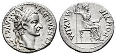 Roman Imperial Tiberius. Denarius. 14-37 AD. Lugdunum. (Ric-30). (Bmcre-48). (Rsc-16a). Anv.: TI CAESAR DIVI AVG F AVGVSTVS, laureate head right. Rev.: PONTIF MAXIM, female figure (Livia?) seated righ