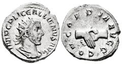 Roman Imperial Gallienus. Antoninianus. 253-254 AD. Rome. (Ric-131). Anv.: IMP C P LIC GALLIENVS AVG Radiate, draped and cuirassed bust right. Rev.: CONCORDIA AVGG clasped hands. Ag. 3,53 g. Rarely en