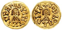Visigothic Coins Suinthila (621-631). Tremissis. Córdoba. (Cnv-286). (R. Pliego-367). (Chaves-183). Anv.: *SVINTHIL'REX. Rev.: +CORDOBAPIVS. Au. 1,31 g. Most of original luster. Very scarce. Ex Chaves