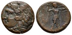 Greek Coins Sicily. Syracuse. Litra. 278-276 BC. Times of Pyrrhos. (Sng Ans-850). (Sng Cop-808). Anv.: Head of Herakles left, wearing lion skin headdress. Rev.: Athena Promachos advancing right, hurli