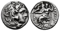 Greek Coins Kingdom of Macedon. Antigonos I Monophthalmos. Drachm. 310-301 BC. Kolophon. In the name and types of Alexander III. (Price-1801). Anv.: Head of Herakles right, wearing lion skin headdress