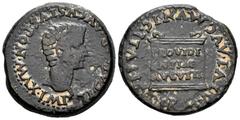 Celtiberian Coins Italica. Time of Tiberius. Unit. 14 - 36 AD. Santiponce (Sevilla). (Abh-1593). Anv.: IMP. TI. CAESAR. AVGVSTVS. PON. MAX. Bare head of Tiberius right. Rev.: Altar with legend PROVIDE