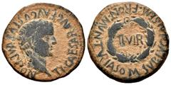 Celtiberian Coins Turiaso. Augustus period. Unit. 27 BC - 14 AD. Tarazona (Zaragoza). (Abh-2455). Anv.: TI. CAESAR. AVG. F. AVGVSTVS. IMP. P.P. around laureate head of Tiberius right. Rev.: II. VIR wi