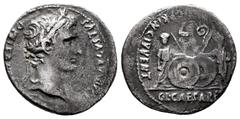Roman Imperatorial Augustus. Denarius. 7-6 BC. Lugdunum. (Ffc-22). (Ric-207). (Cal-852). Anv.: CAESAR AVGVSTVS DIVI. F. PATER. PATRIE, his laureate head right. Rev.: C.L. CAESARES AVGVSTI. F. COS. DES
