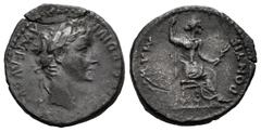 Roman Imperial Tiberius. Denarius. 14-37 AD. Lugdunum. (Ric-30). (Bmcre-48). (Rsc-16a). Anv.: (TI CAESAR) DIVI AVG F AVGVSTVS, laureate head right. Rev.: PONTIF MAXIM, female figure (Livia?) seated ri