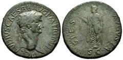 Roman Imperial Claudius. Sestertius. 50-54 AD. Rome. (Ric-116). (Bmcre-206/7). Anv.: TI CLAVDIVS CAESAR AVG P M TR P IMP P P, laureate head to right. Rev.: SPES AVGVSTA. Spes, draped, standing left, h