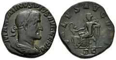Roman Imperial Maximinus I. Sestertius. 236-237 AD. Rome. (Ric-85). (Bmcre-175). Anv.: MAXIMINVS PIVS AVG GERM, laureate, draped and cuirassed bust right . Rev.: SALVS AVGVSTI, Salus seated left, feed