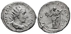 Roman Imperial Trebonianus Gallus. Antoninianus. 250-251 AD. Rome. (Ric-48). Anv.: IMP CAE C VIB TREB GALLVS AVG, radiate draped bust right. Rev.: VICTORIA AVGG, Victory standing left, holding wreath 