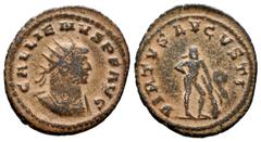 Roman Imperial Gallienus. Antoninianus. 260-268 AD. Antioch. (Ric-672 var). Anv.: GALLIENVS P F AVG, radiate and cuirassed bust right. Rev.: VIRTVS AVGVSTI, Hercules standing right, holding club and l