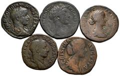 Large Lots Lot of 5 coins from the Roman Empire. Sestertius of different emperors: Commodus, Faustina II, Crispina, Severus Alexander and Gordianus III. Ae. TO EXAMINE. Almost F/Almost VF. Est...200,0