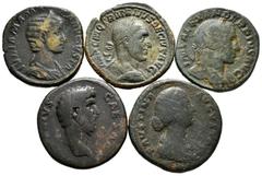Large Lots Lot of 5 coins from the Roman Empire. Sestertius of different emperors: Aelius, Faustina II, Alexander Severus, Trajan Decius and Julia Mamaea. Ae. TO EXAMINE. Almost F/VF. Est...250,00. SP