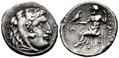 Greek Coins Kingdom of Macedon. Demetrios I Poliorketes. Drachm. 300-295 BC. Miletos. In the name and types of Alexander III. (Price-2138). (Müller-1133). Anv.: Head of Herakles to right, wearing lion