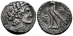 Greek Coins Ptolemaic Kings of Egypt. Ptolemy VI Philometor. Tetradrachm. RY 7 = 164/3 BC. Paphos. (Svoronos-1462). Anv.: Diademed head of Ptolemy I right, wearing aegis around neck. Rev.: Eagle stand