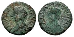 Celtiberian Coins Carthage Nova. Time of Tiberius. Sextans. 14-36 AD. Cartagena (Murcia). (Abh-611). (Acip-3154). Anv.: TI. CAESAR. DIVI. AVG. F. Laureate head of Tiberius left. Rev.: Head of Caligula