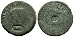 Celtiberian Coins Clunia. Time of Tiberius. Unit. 37-41 AD. Coruña del Conde (Burgos). (Abh-838). Anv.: TI. CAESAR. AVG. E AVGVSTVS. IMP. Laureate head of Tiberius right. Rev.: Bull left, C. AEM. METO