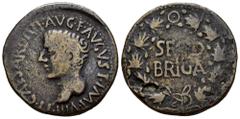 Celtiberian Coins Segobriga. Time of Tiberius. Unit. 14-36 AD. Saelices (Cuenca). (Abh-2188). (Acip-3243). Anv.: TI. CAESAR. DIVI. AVG. F. AVGVS. F. IMP. VIII. around bare head of Tiberius left. Rev.: