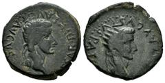 Celtiberian Coins Tarraco. Time of Tiberius. Unit. 14-36 AD. Tarragona. (Abh-2373). Anv.: TI. CAESAR. DIVI. AVG. AVGVSTVS. around laureate head of Tiberius right. Rev.: Radiate head of Augustus, DIVVS