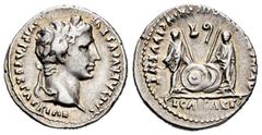 Roman Imperatorial Augustus. Denarius. 7-6 BC. Lugdunum. (Ffc-22). (Ric-207). (Cal-852). Anv.: CAESAR AVGVSTVS DIVI. F. PATER. PATRIE, his laureate head right. Rev.: C.L. CAESARES AVG(VSTI. F. COS. DE