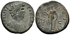 Roman Imperial Aelius. Sestertius. 137 AD. Rome. (Ric-2698). (Bmcre-1914 var. bust). Anv.: L AELIVS CAESAR, bare-headed, draped and cuirassed bust to right. Rev.: TR POT COS II, Spes walking to left, 