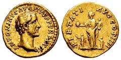 Roman Imperial Antoninus Pius. Aureus. 159-160 AD. Rome. (Ric-302). (Bmc-984). (Cal-1602). Anv.: ANTONINVS AVG PIVS P P TR P XXIII, laureate head right. Rev.: PIETATI AVG COS IIII, Pietas standing lef