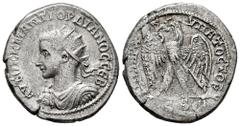 Roman Imperial Gordian III. Seleucis and Pieria. Tetradrachm. 238-244 AD. Antioch. (Prieur-290). Anv.: AYTOK K M ANT ΓOΡΔIANOC CEB, radiate, draped and cuirassed bust left. Rev.: ΔHMAPΧ EΞ ΥΠATOC TO B