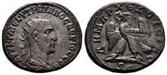 Roman Imperial Trajan Decius. Seleucis and Pieria. Tetradrachm. 249-250 AD. Antioch. (Prieur-515). (McAlee-1121a). Anv.: ΑΥΤ Κ Γ ΜЄ ΚΥ ΤΡΑΙΑΝΟϹ ΔЄΚΙΟϹ ϹЄΒ, Radiate, draped and cuirassed bust to right,