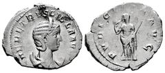 Roman Imperial Herennia Etruscilla. Antoninianus. 249-251 AD. Rome. (Ric-IV 58b). (Rsc-17). Anv.: HER ETRVSCILLA AVG, diademed and draped bust to right, set on crescent. Rev.: PVDICITIA AVG, Pudicitia