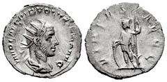 Roman Imperial Volusian. Antoninianus. 215-253 AD. Rome. (Ric-IV 186). (Rsc-135). Anv.: IMP CAE C VIB VOLVSIANO AVG, radiate, draped and cuirassed bust to right. Rev.: VIRTVS AVGG, Virtus standing fac