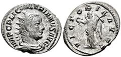 Roman Imperial Valerian I. Antoninianus. 254 AD. Rome. (Ric-125). Anv.: IMP C P LIC VALERIANVS AVG, radiate, draped and cuirassed bust right. Rev.: VICTORIA AVGG, Victory standing left, holding wreath
