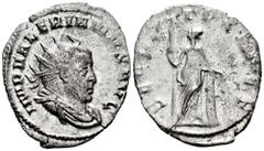 Roman Imperial Valerian I. Antoninianus. 258 AD. Mediolanum. (Ric-256). Anv.: IMP VALERIANVS AVG, radiate and draped bust right. Rev.: SECVRIT PERPET, Securitas standing left, leaning on column and ho