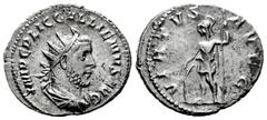 Roman Imperial Gallienus. Antoninianus. 253-254 AD. Rome. (Ric-181). Anv.: IMP C P LIC GALLIENVS AVG, radiate and cuirassed bust right . Rev.: VIRTVS AVGG, Virtus standing left, resting on shield and 