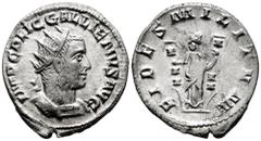 Roman Imperial Gallienus. Antoninianus. 253-268 AD. Rome. (Mir-22v). Anv.: IMP C P LIC GALLIENVS AVG. Radiate and cuirassed bust right. Rev.: FIDES MILITVM. Fides standing left, holding signum in each