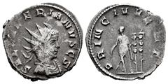 Roman Imperial Saloninus. Antoninianus. 258-260 AD. Milano. (Spink-10770). (Ric-10). (Seaby-61). Rev.: PRINC IVVENT, prince standing facing in military attire, head left, with scepter in right hand an
