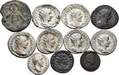Large Lots Lot of 11 coins, Denarius Septimius Severus (1); Antoninianus Gordianus III (4), Philip I (1), Trajan Decius (1), Claudius II (1), Aurelianus (1); Follis Theodora (1) and another Byzantine 