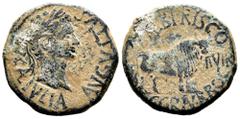 Celtiberian Coins Calagurris. Augustus period. Unit. 27 BC - 14 AD. Calahorra (La Rioja). (Abh-416). Anv.: MVN. CL. IVLIA. AVGVSTVS. Laureate head of Augustus right. Rev.: Bull right, II. VIR. L. BAEB
