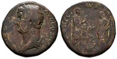 Roman Imperial Hadrian. Sestertius. 134-138 AD. Rome. (Ric-II 878 var. Bust). (Bmcre-1636 var. Bust). (C-20 var. Bust). Anv.: (HADRIANV)S AVG COS III P P. Laureate and draped bust left. Rev.: (AD)VENT