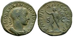 Roman Imperial Severus Alexander. Sestertius. 223 AD. Rome. (Ric-IV 535). (Bmcre-937). Anv.: IMP ALEXANDER PIVS AVG, laureate, draped and cuirassed bust to right. Rev.: IMP ALEXANDER PIVS AVG, laureat