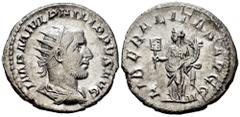 Roman Imperial Philip I. Antoninianus. 244-247 AD. Rome. (Ric-IV 38b). (Rsc-87). Anv.: IMP M IVL PHILIPPVS AVG, radiate, draped and cuirassed bust to right. Rev.: LIBERALITAS AVGG II, Liberalitas stan