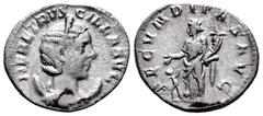 Roman Imperial Herennia Etruscilla. Antoninianus. 250 AD. Rome. (Ric-56). (Rsc-11). Anv.: HER ETRVSCILLA AVG, diademed and draped bust to right, set on crescent. Rev.: FECVNDITAS AVGG, Fecunditas stan