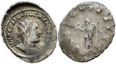 Roman Imperial Valerian I. Antoninianus. 254 AD. Rome. (Ric-125). Anv.: IMP C P LIC VALERIANVS AVG, radiate, draped and cuirassed bust right. Rev.: VICTORIA AVGG, Victory standing left, holding wreath