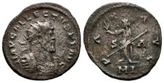 Roman Imperial Allectus. Antoninianus. 293-295 AD. London. (Ric-33). (Webb-44). Anv.: IMP ALLECTVS P F AVG, radiate and cuirassed bust right. Rev.: PAX AVG, Pax standing left, holding olive branch and